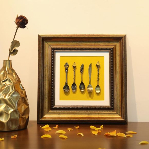 Vintage Wall Art Sculpture With Gold Frame, Framed Wall Decor With Embossed🦏 - Picture 1 of 9